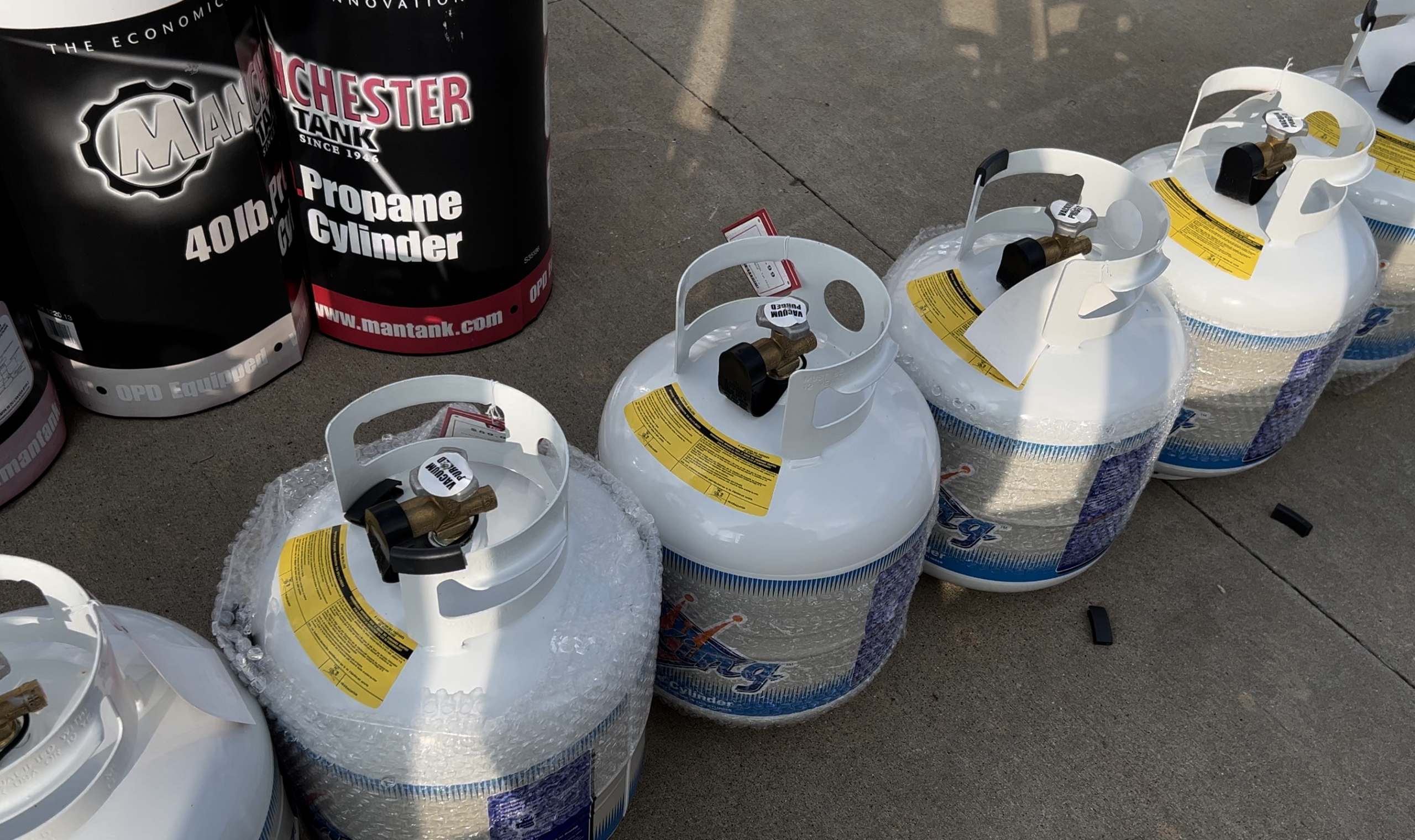 Propane Tanks Lined Up in a Row